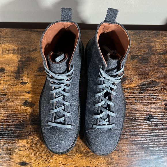 John Varvatos Essex Trooper Wool Felt Ankle Boots Mens 10 Grey Lace Combat main image 4